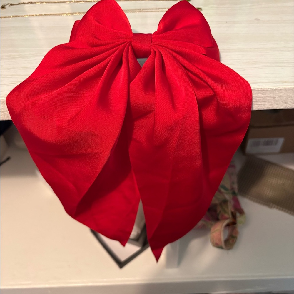 Large Red Satin Hair Bow